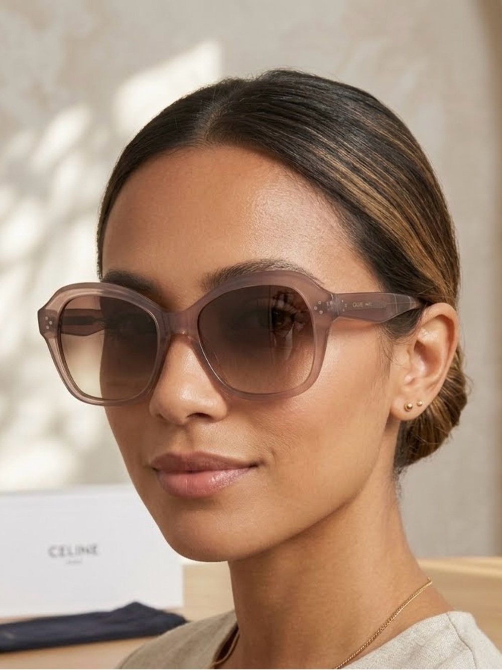 Celine Oversized Sunglasses in Taupe with Brown Lenses
